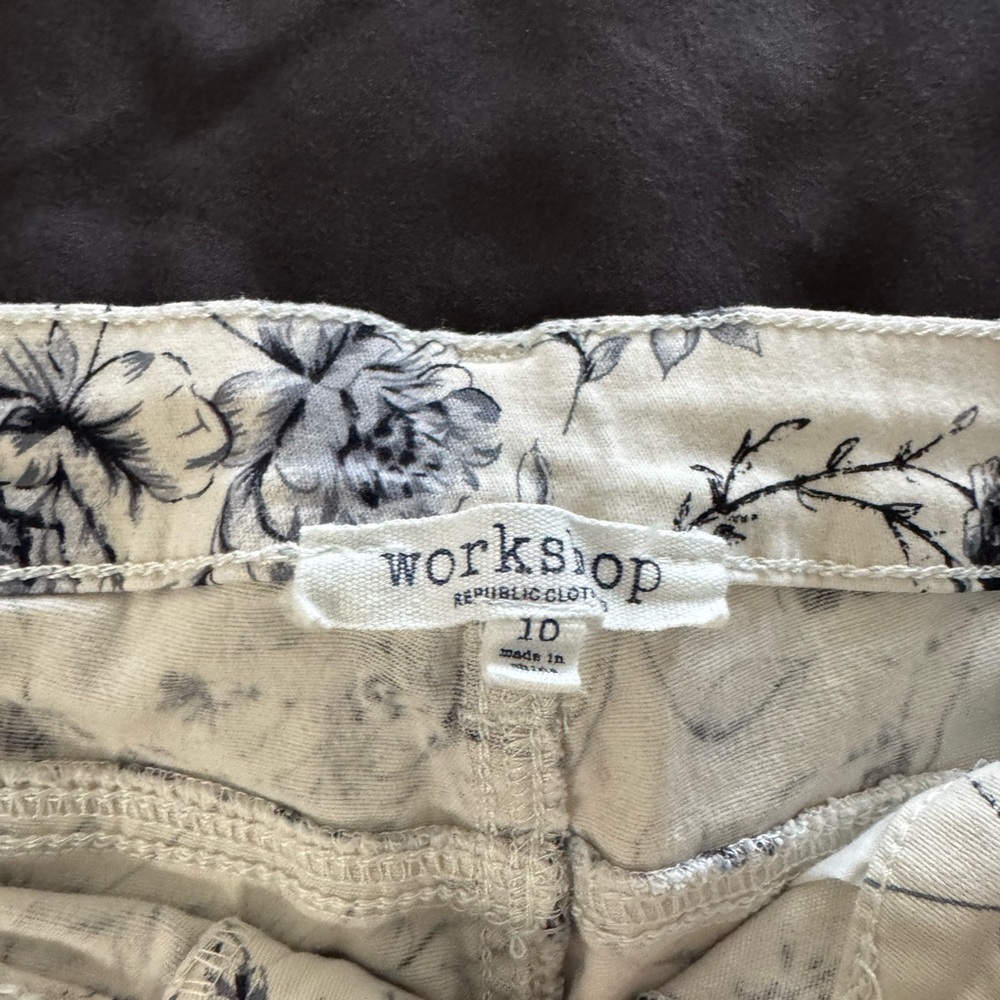 Workshop Republic Clothing Floral Jean Shorts - Black and Cream